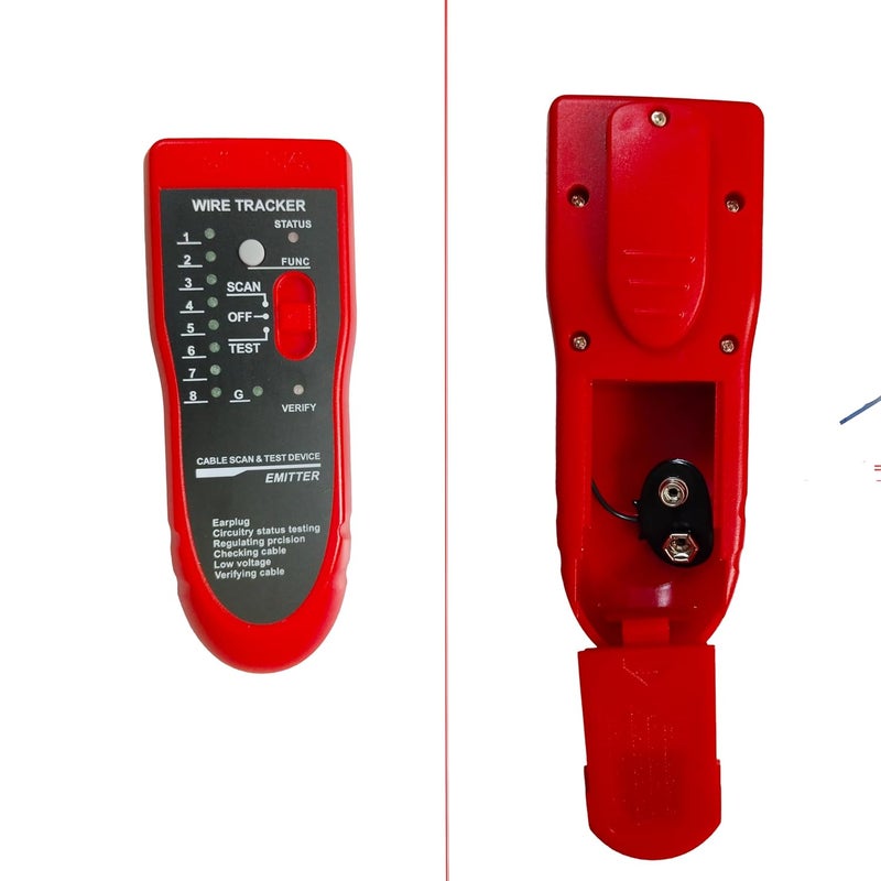 PARUHT Wire Tracker and Cable Tester Lan Ethernet Collation UTP STP RJ11 RJ45 Tracer Toner Detector Portable Line Finder, Red and Black, WTT868 - Image 4