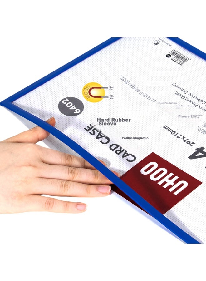 Uhoo A4 Magnetic Hard Plastic Sleeves, 10-Pack, Transparent Card Holder, Magnetic Card Holder, File Holder, Advertising Display Holder, Business License Frame, Magnetic Label Card Holder, Wall-Mounted, Blue, 6402 - Image 4