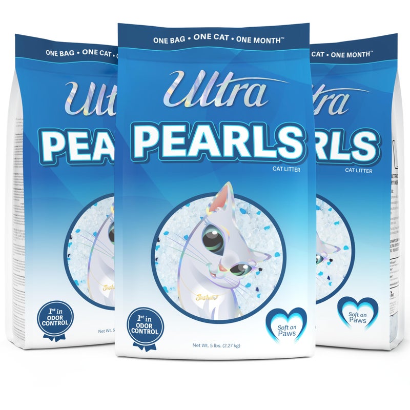 Ultra Pearls Premium Cat Litter - 99.9% Dust Free, Low Tracking, Soft on Paws, Fragrance Free - 15 Lbs. Total (3pk of 5 Lbs.) - Image 1