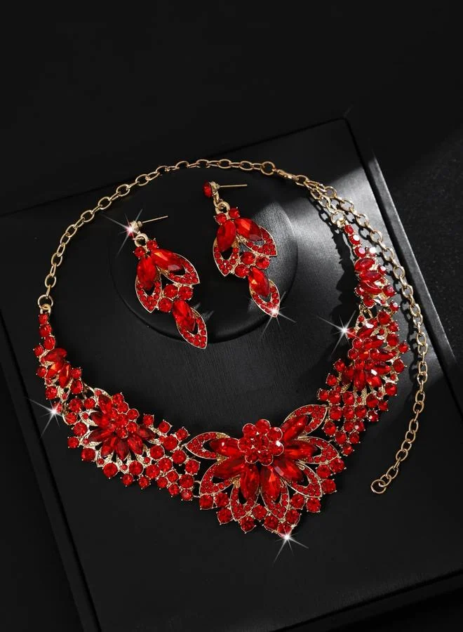 Take Two 2-Piece Rhinestone Embellished Necklace and Earrings Jewelry Set