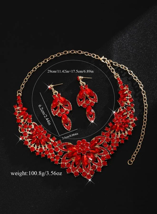 Take Two  2-Piece Rhinestone Embellished Necklace and Earrings Jewelry Set for Women | Best Price UAE