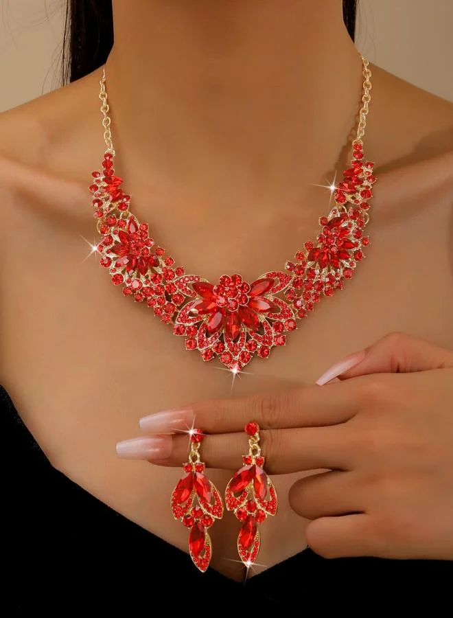 Take Two 2-Piece Rhinestone Embellished Necklace and Earrings Jewelry Set