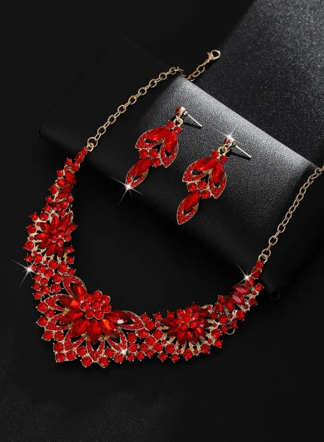 Take Two  2-Piece Rhinestone Embellished Necklace and Earrings Jewelry Set for Women | Best Price UAE