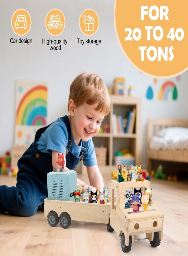 Taladad Storage & Play Car for Toniebox 2/1 and Tonie Figures Storage Shelf (Wooden Trailer), Magnetic Shelves Compatible with Tonie Box Player Character for Children Room (Natural, Wooden Trailer) - Image 3