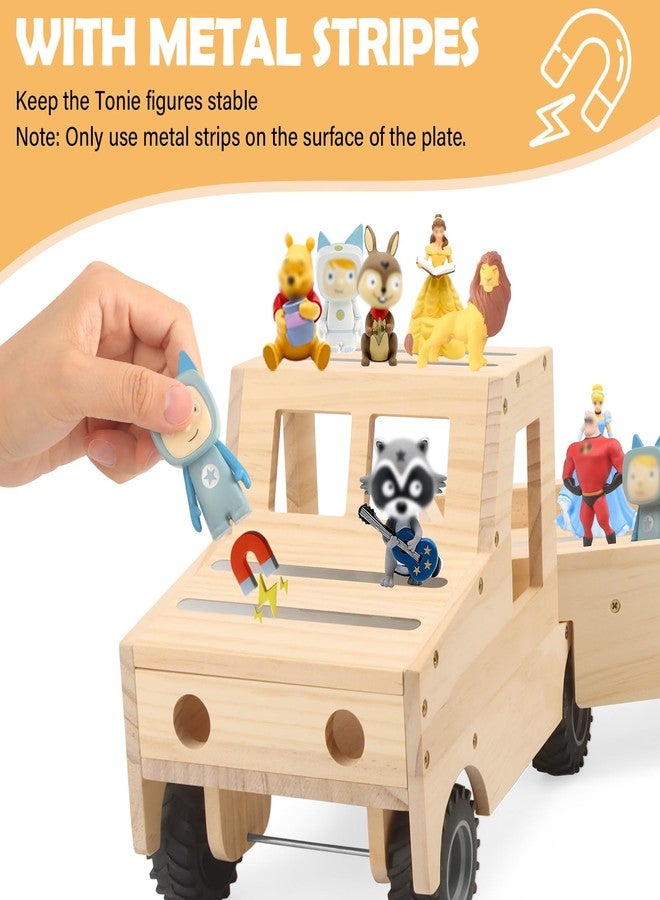 Taladad Storage & Play Car for Toniebox 2/1 and Tonie Figures Storage Shelf (Wooden Trailer), Magnetic Shelves Compatible with Tonie Box Player Character for Children Room (Natural, Wooden Trailer) - Image 2