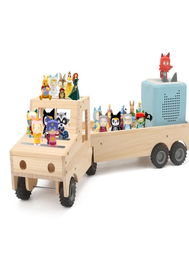 Taladad Storage & Play Car for Toniebox 2/1 and Tonie Figures Storage Shelf (Wooden Trailer), Magnetic Shelves Compatible with Tonie Box Player Character for Children Room (Natural, Wooden Trailer) - Image 1