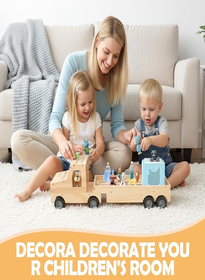 Taladad Storage & Play Car for Toniebox 2/1 and Tonie Figures Storage Shelf (Wooden Trailer), Magnetic Shelves Compatible with Tonie Box Player Character for Children Room (Natural, Wooden Trailer) - Image 4