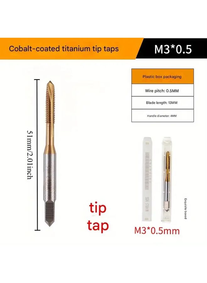 Cobalt Tip M6 1 0 Tap Set High Speed Steel Titanium Coated For Metalworking - Image 4