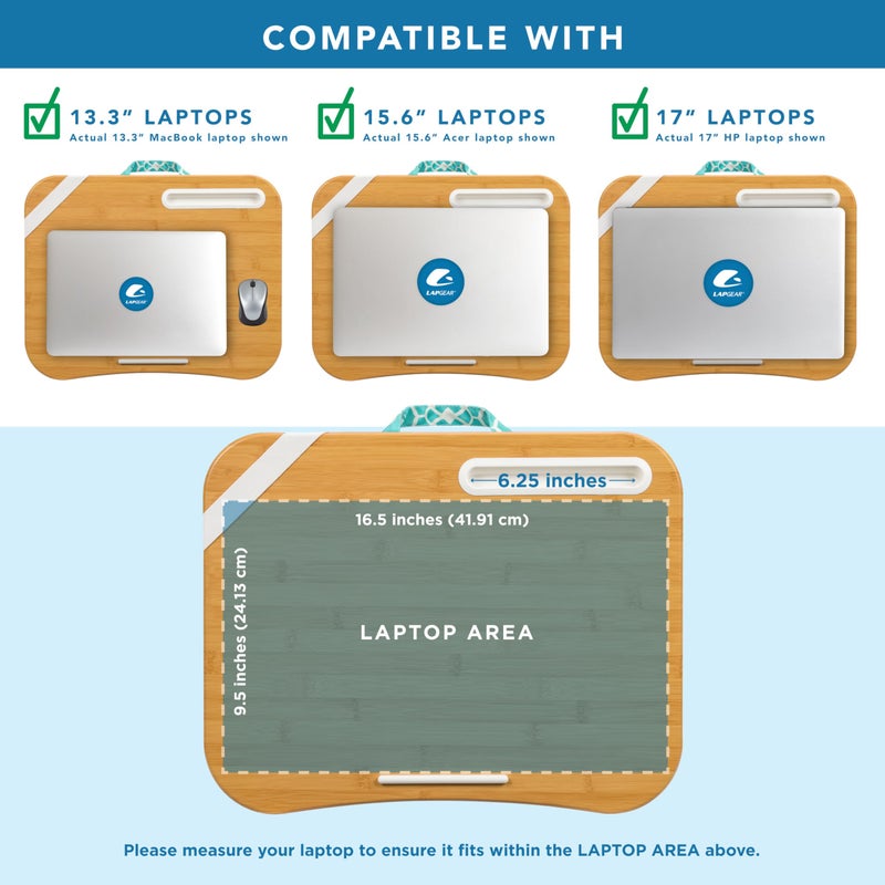LAPGEAR Designer Lap Desk 2-Pack with Storage Basket, Phone Slot & Device Ledge â€“ Aqua Trellis â€“ Fits Laptops up to 15.6" â€“ Style No. 70422 - Image 3