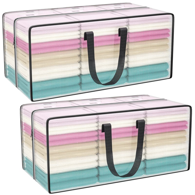 Acnusik Clear Storage Bags with Zipper, Large Moving Bags Heavy Duty Extra Large, Plastic Storage Totes for Clothes, College dorm Packing Bag with Strong Handles - Image 1
