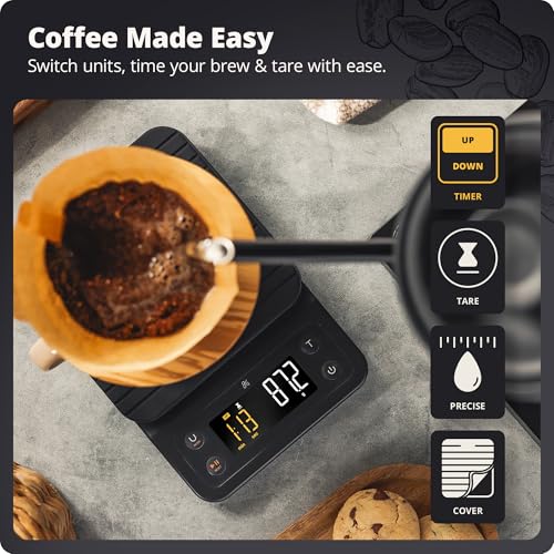 Greater Goods 0.1g Precision Coffee Scale with Timer – 3kg Digital Scale for Pour-Over, Espresso, French Press, Kitchen Use (Onyx Black) - Image 2
