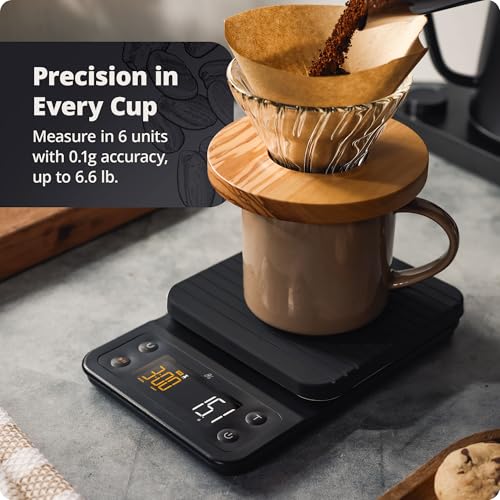 Greater Goods 0.1g Precision Coffee Scale with Timer – 3kg Digital Scale for Pour-Over, Espresso, French Press, Kitchen Use (Onyx Black) - Image 3