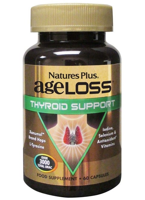 Naturesplus Ageloss Thyroid Support 60 Capsules High Potency Iodine Selenium & Antioxidant Vitamins Vegetarian Gluten Free 30 Servings