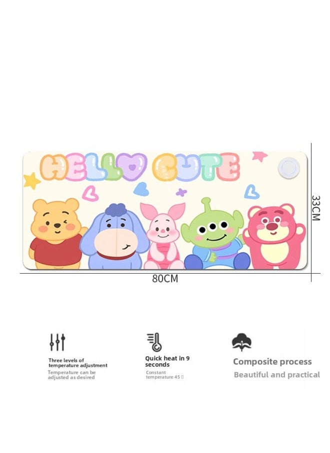 Heating Mouse Pad Large Computer Desktop Heating Table Pad Intelligent Constant Temperature Timing Learning Writing Hand Pad Wholesale-Color:[thickened Touch Switch] 80*33cm-Pattern:KT204  - Image 1