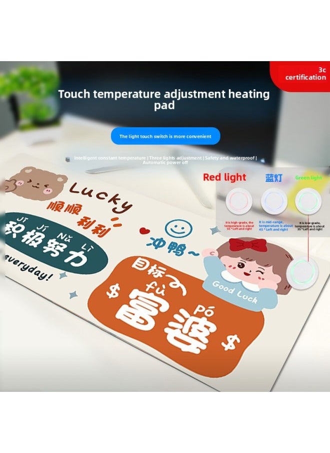 Heating Mouse Pad Large Computer Desktop Heating Table Pad Intelligent Constant Temperature Timing Learning Writing Hand Pad Wholesale-Color:[thickened Touch Switch] 80*33cm-Pattern:KT204  - Image 2