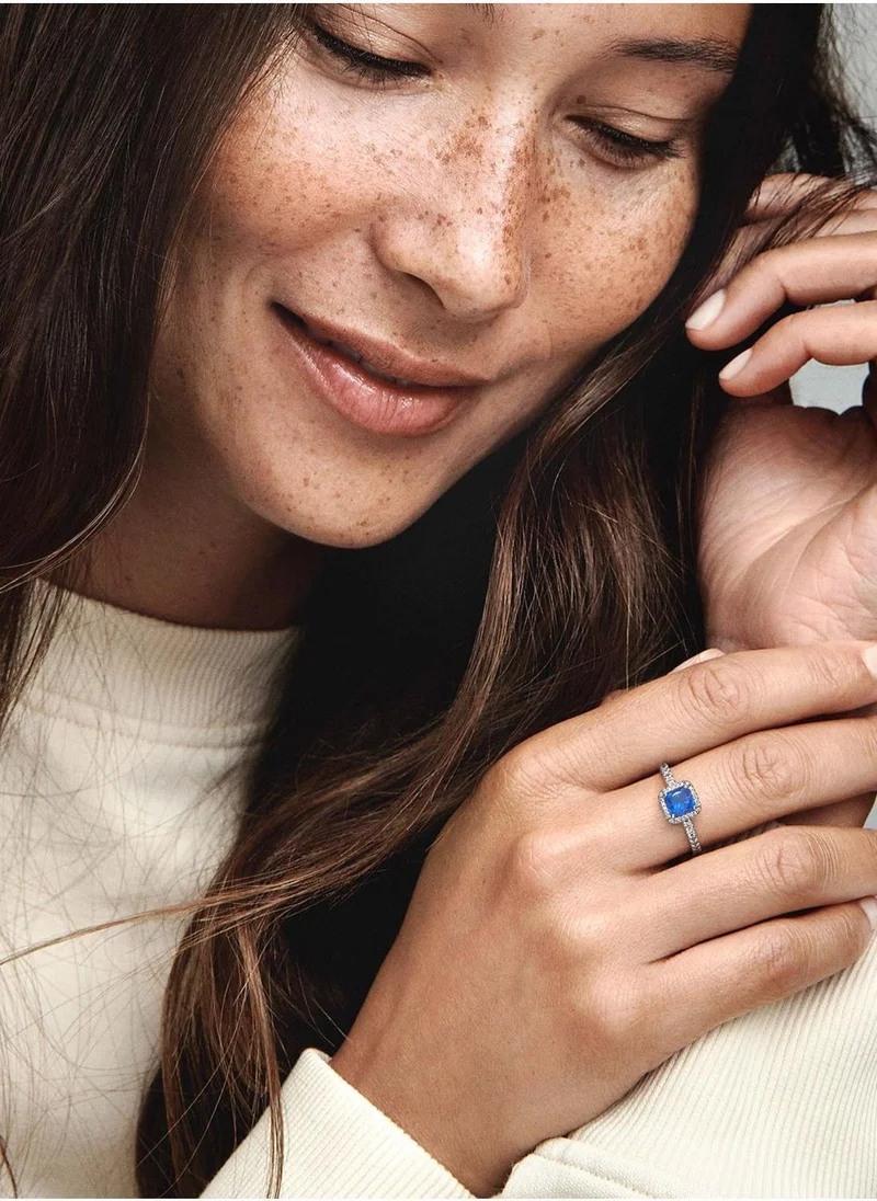 PANDORA  Blue Square Sparkle Halo Ring for Women | Best Price UAE
