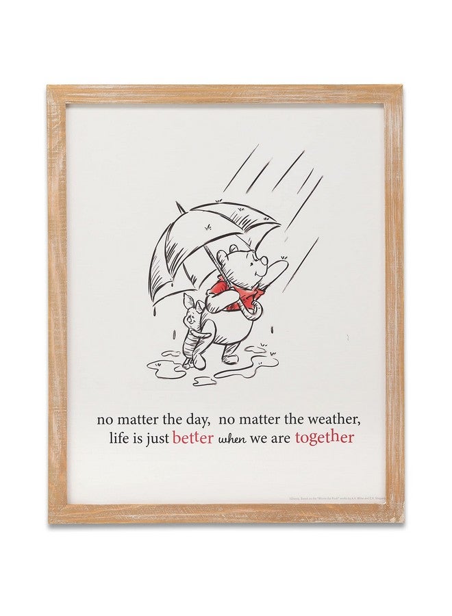 Open Road Brands Disney Winnie The Pooh Better Together Framed Wood Wall Decor Cute Vintage Winnie The Pooh Wall Art With Quote - Image 1