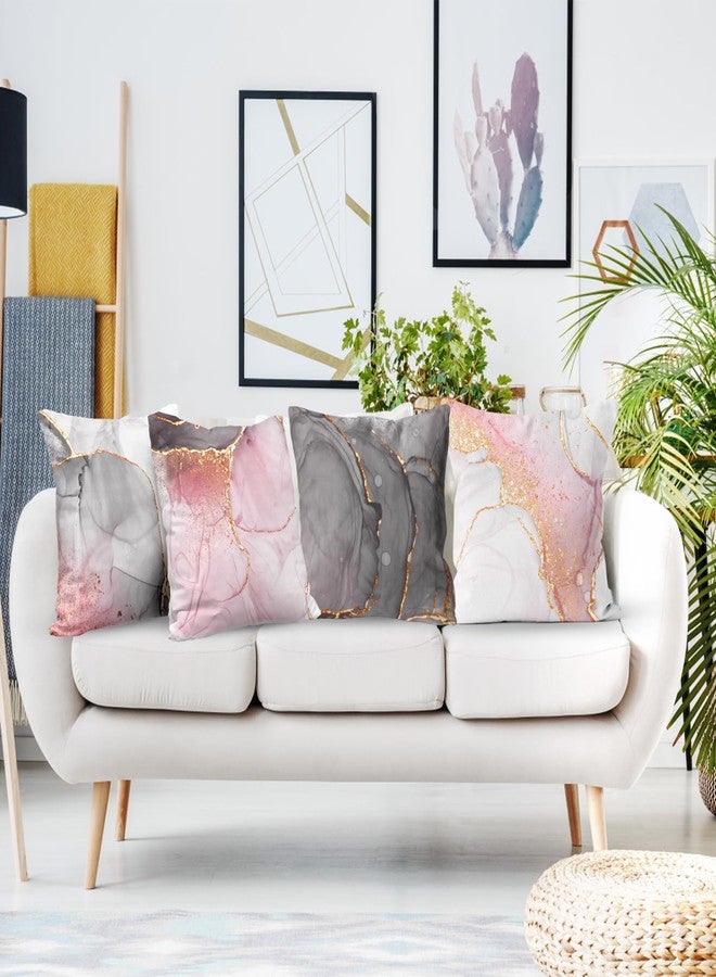HVEST Pink Marble Pillow Covers 18x18 Set of 4, Gold Grey and White Abstract Marble Textured Throw Pillow Covers Modern Minimalist Decorative Pillows for Home Bed Couch Sofa Decor Pillowcase - Image 2