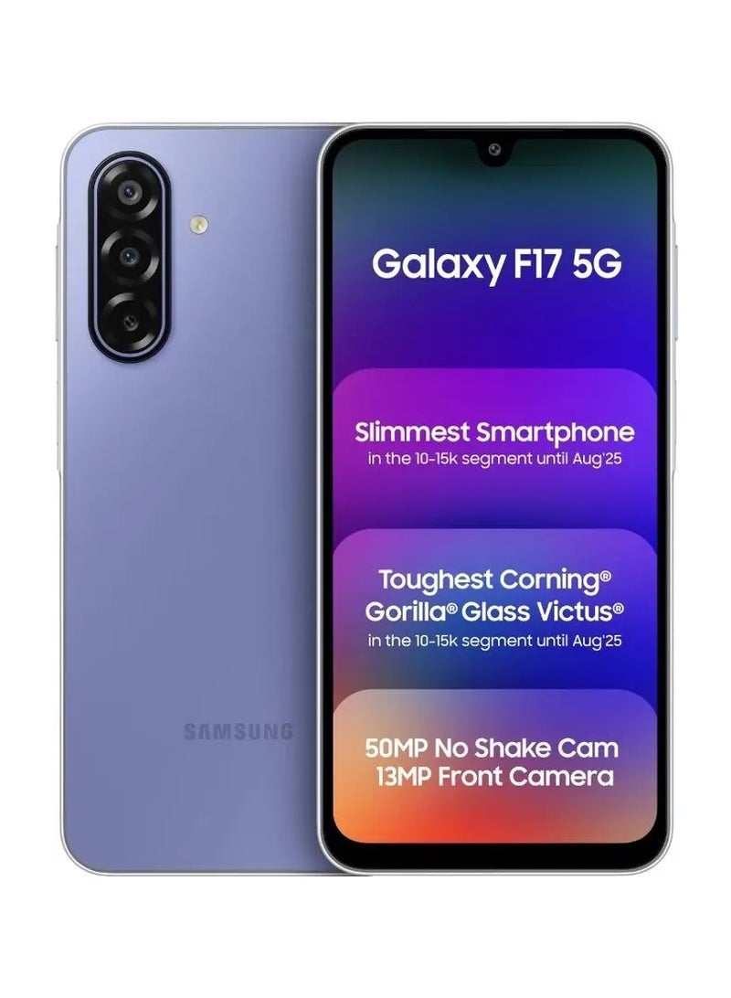 Samsung Galaxy F17 5G Violet Pop (6GB RAM, 128GB Storage) Android Smartphone | 6x OS Upgrades | Large Display | 50MP OIS Camera | Gorilla Glass Victus | IP54 Dust & Water Resistant | Indian Version - Image 1
