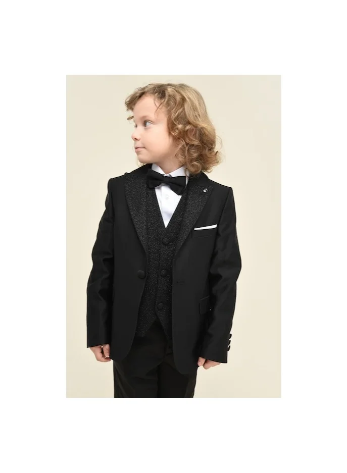 VIA BAMBINO Formal Boys Black Suit 7228