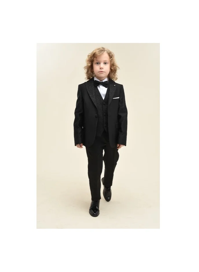 VIA BAMBINO Formal Boys Black Suit 7228