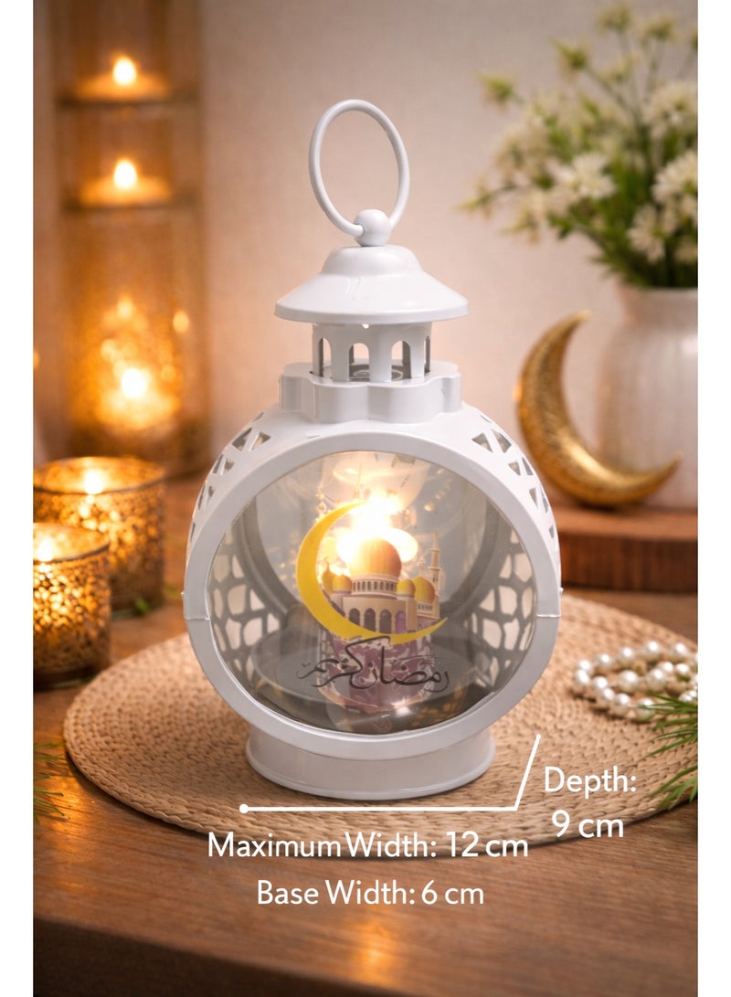 Ramadan Lantern White Model 5051 – Light & Sound – 24 × 12 Cm – Shelf & Hanging Decor - Image 1