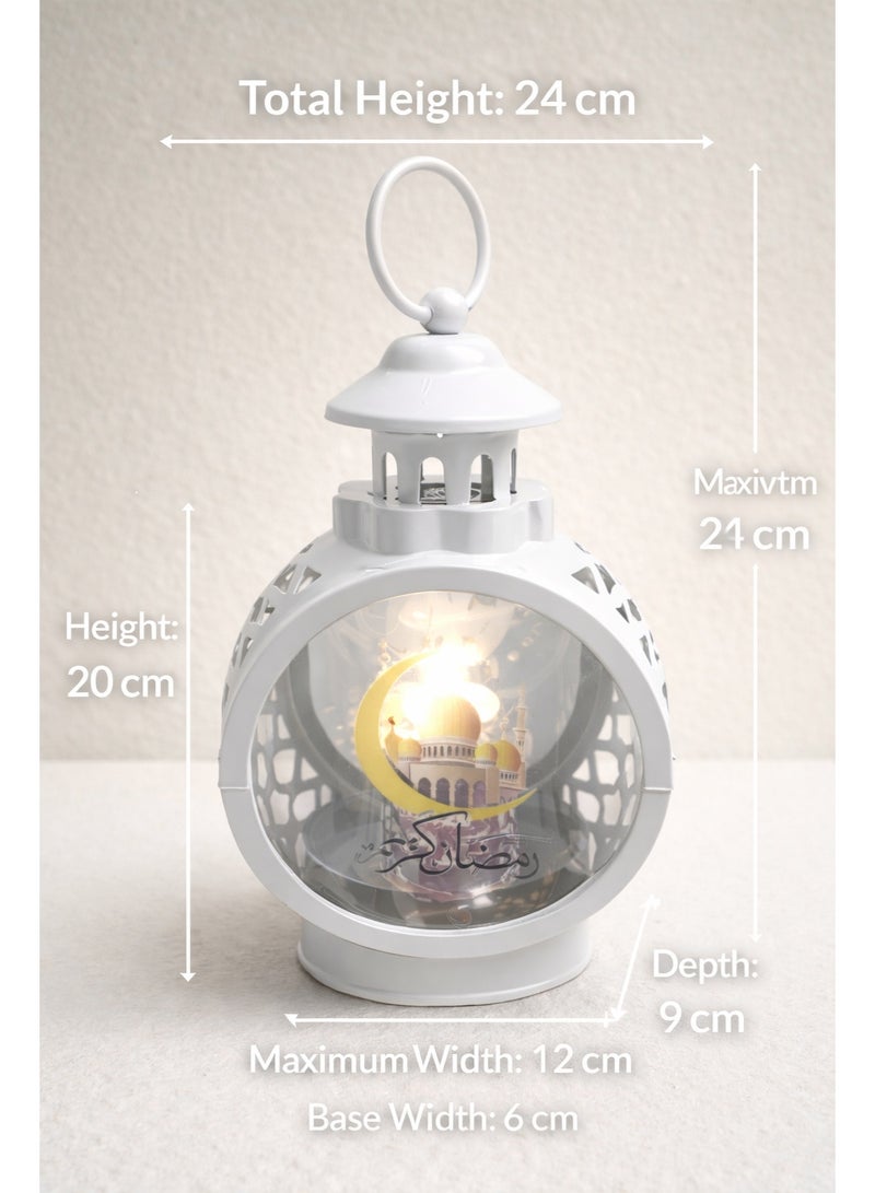 Ramadan Lantern White Model 5051 – Light & Sound – 24 × 12 Cm – Shelf & Hanging Decor - Image 2
