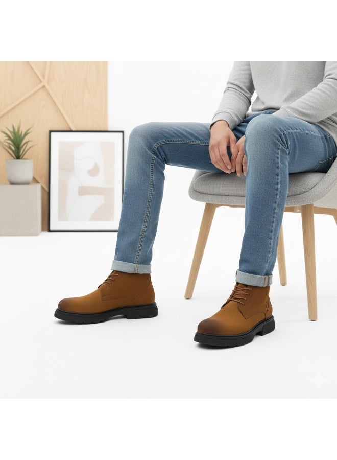 هاف بوط رجالى برباط انيق مصنوع من شموازيت - مزود بنعل رابر تركي مريح - Image 1