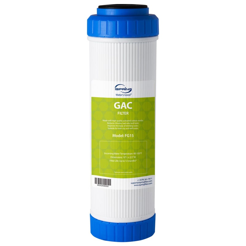 iSpring FG15 10x25 Water Filter Replacement for Reverse Osmosis Water Filter System GAC Granular Activated Carbon Filter Water Filter Cartridge Reduce PFAS