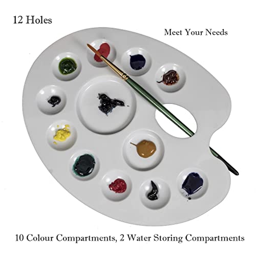 Eclet Large Elliptical Shape Colour Pallete, Paint Mixing Palette, Painting Plate, Watercolor Pallet, Tray for Acrylic Paints, Palate for Colouring with 12 Compartments for Artists, Students, Kids - Image 2