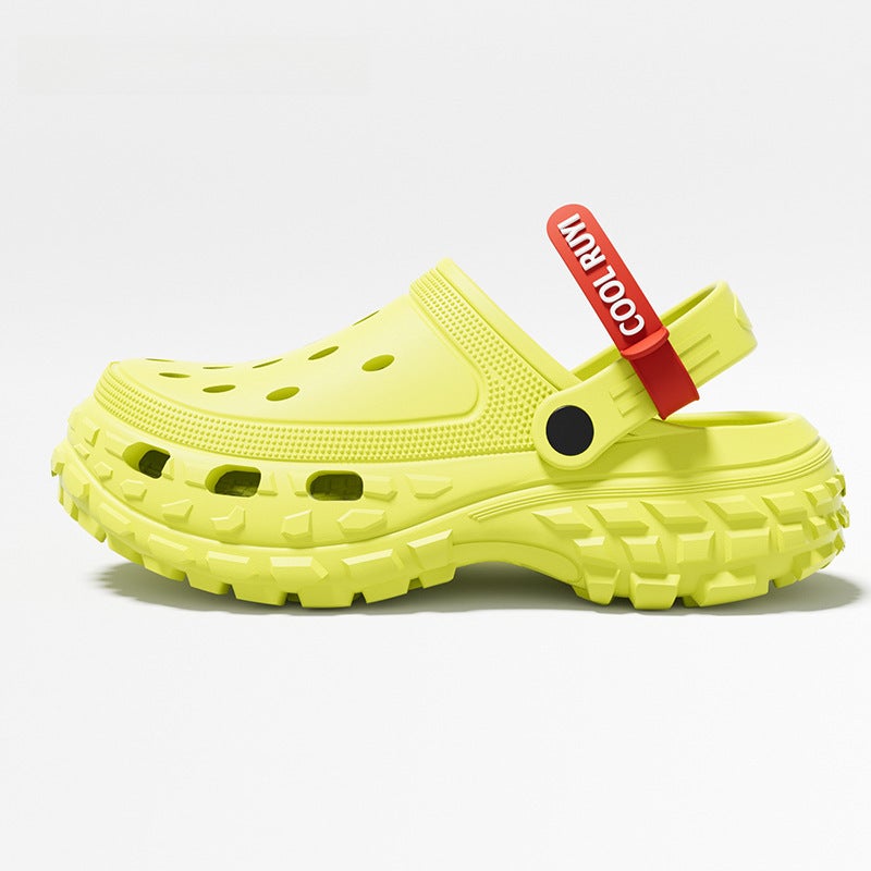 Thick Sole Slippers Unisex Cute Breathable Anti-Slip Platform Green + red label