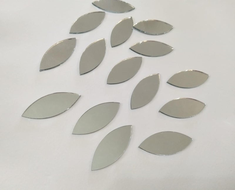 MEYA 120pcs of Glass Mosaic Tiles Petal Leaves Glass Supplies for Crafts Craft Mirrors Mirror Embellishments Silver Mirror - Image 3
