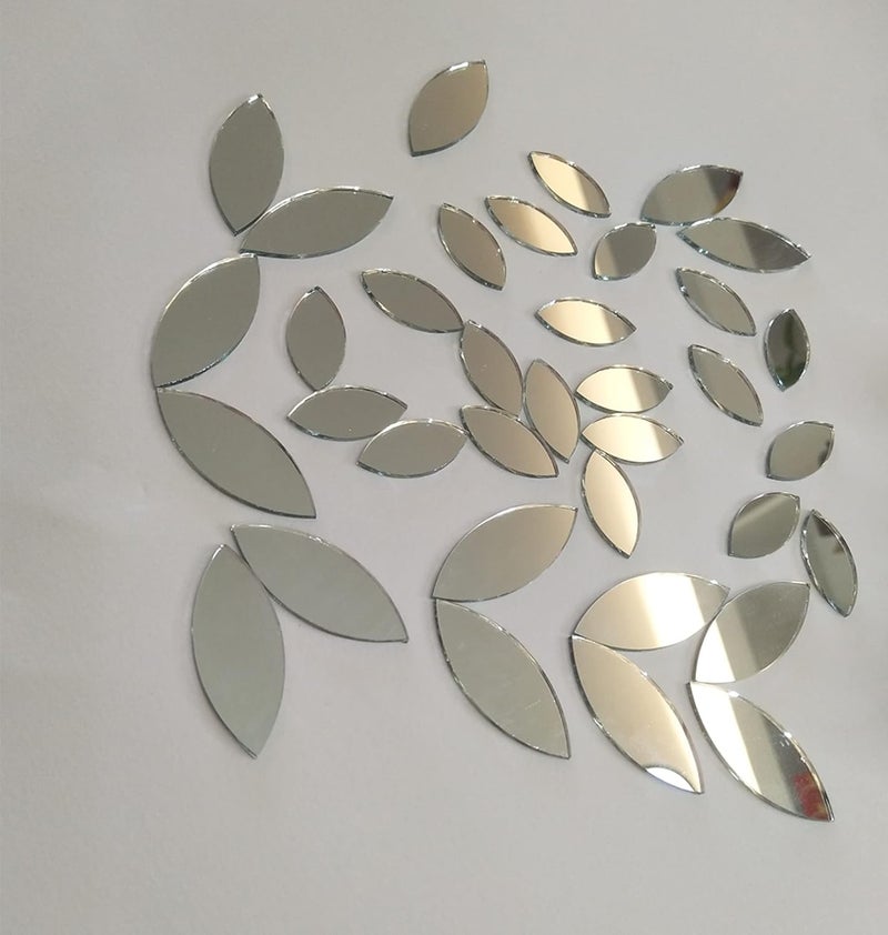 MEYA 120pcs of Glass Mosaic Tiles Petal Leaves Glass Supplies for Crafts Craft Mirrors Mirror Embellishments Silver Mirror - Image 4