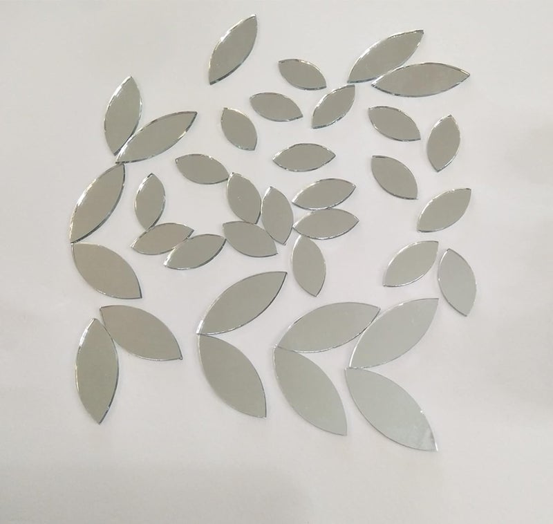 MEYA 120pcs of Glass Mosaic Tiles Petal Leaves Glass Supplies for Crafts Craft Mirrors Mirror Embellishments Silver Mirror - Image 5
