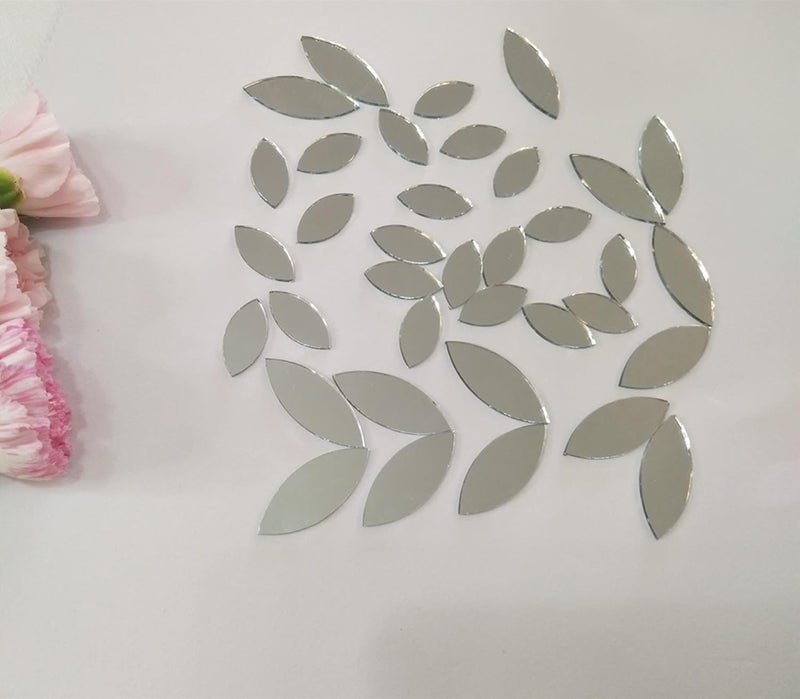 MEYA 120pcs of Glass Mosaic Tiles Petal Leaves Glass Supplies for Crafts Craft Mirrors Mirror Embellishments Silver Mirror - Image 1