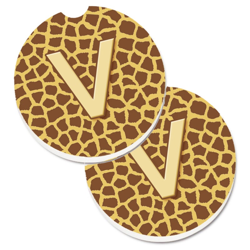 كارولينز تريجرس "" Caroline's Treasures Monogram inial v Giraffe مجموعة من 2 كوب من الوقايات CJ1025-VCARC 2.56 متعددة الألوان " 