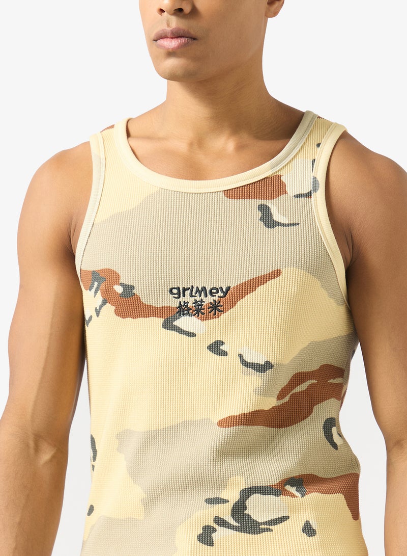Grimey Concreat Jungle All Over Print Waffle Fitted Tank Top - Image 3