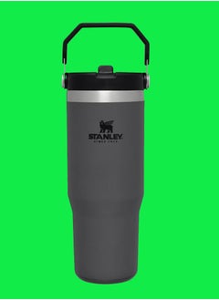 Stanley IceFlow Flip Straw Water Bottle 0.88L – Vacuum Insulated Stainless Steel Bottle – Leakproof & BPA-Free – Keeps Water Cold for 12 Hours – Dishwasher Safe Travel Mug – Easy-Carry Handle for Active Lifestyles, Sports, Gym & Outdoor Hydration – Charcoal  - Image 1