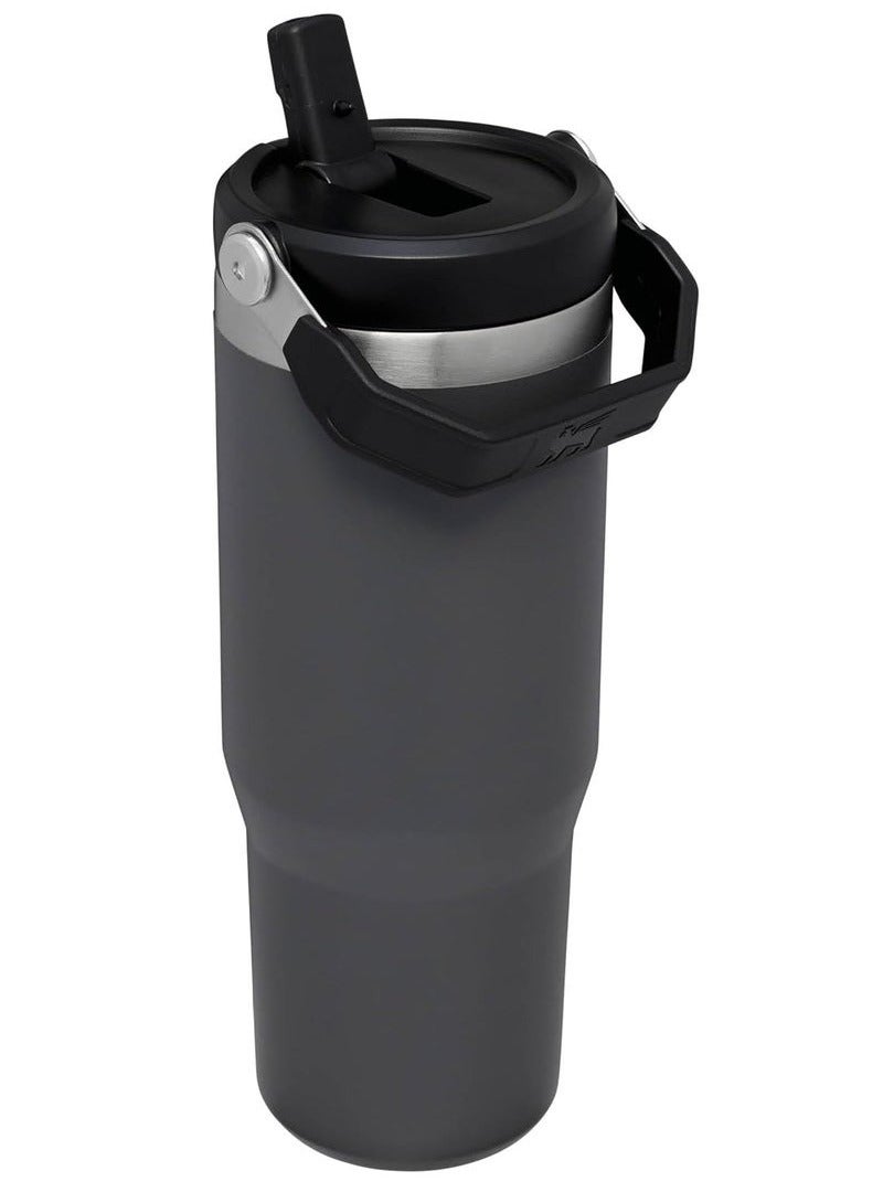 Stanley IceFlow Flip Straw Water Bottle 0.88L – Vacuum Insulated Stainless Steel Bottle – Leakproof & BPA-Free – Keeps Water Cold for 12 Hours – Dishwasher Safe Travel Mug – Easy-Carry Handle for Active Lifestyles, Sports, Gym & Outdoor Hydration – Charcoal - Image 3