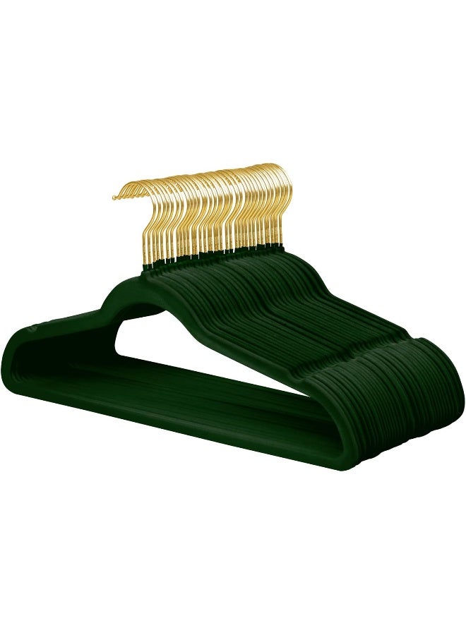 ManGotree Velvet Suit Hangers With 360 Swivel Gold Hook, Non-Slip Felt Hangers, Ultra-Slim Space Saving Clothes Hangers, Sturdy Coat Hangers, 36 Pack (Green) - Image 1