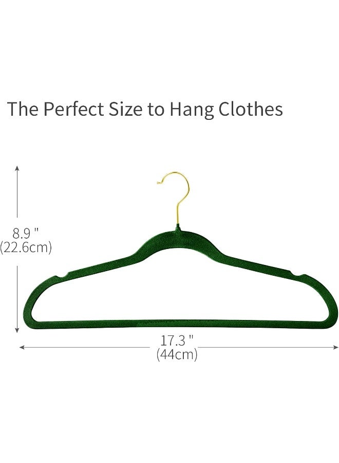 ManGotree Velvet Suit Hangers With 360 Swivel Gold Hook, Non-Slip Felt Hangers, Ultra-Slim Space Saving Clothes Hangers, Sturdy Coat Hangers, 36 Pack (Green) - Image 3