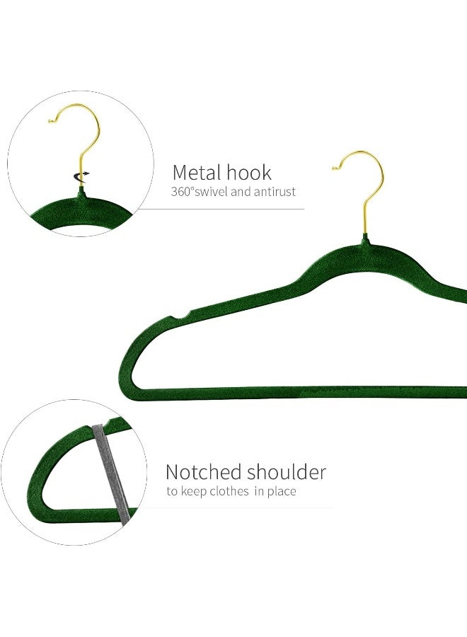 ManGotree Velvet Suit Hangers With 360 Swivel Gold Hook, Non-Slip Felt Hangers, Ultra-Slim Space Saving Clothes Hangers, Sturdy Coat Hangers, 36 Pack (Green) - Image 4