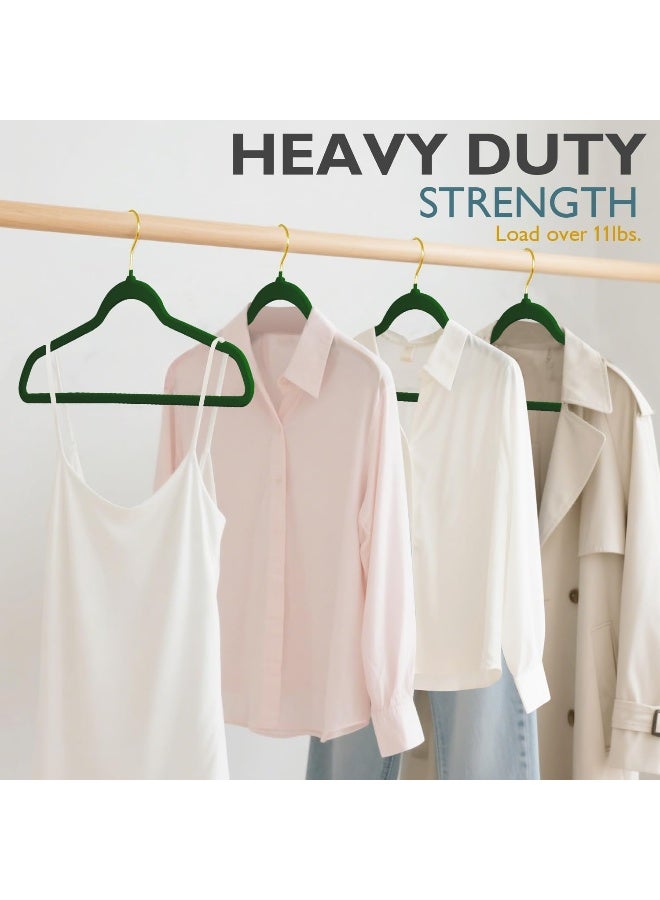 ManGotree Velvet Suit Hangers With 360 Swivel Gold Hook, Non-Slip Felt Hangers, Ultra-Slim Space Saving Clothes Hangers, Sturdy Coat Hangers, 36 Pack (Green) - Image 2