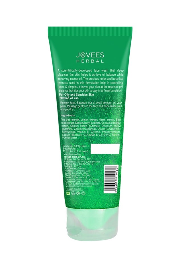 JOVEES HERBAL - Jovees Face Wash Tea Tree Oil Control 120 Ml - Image 1
