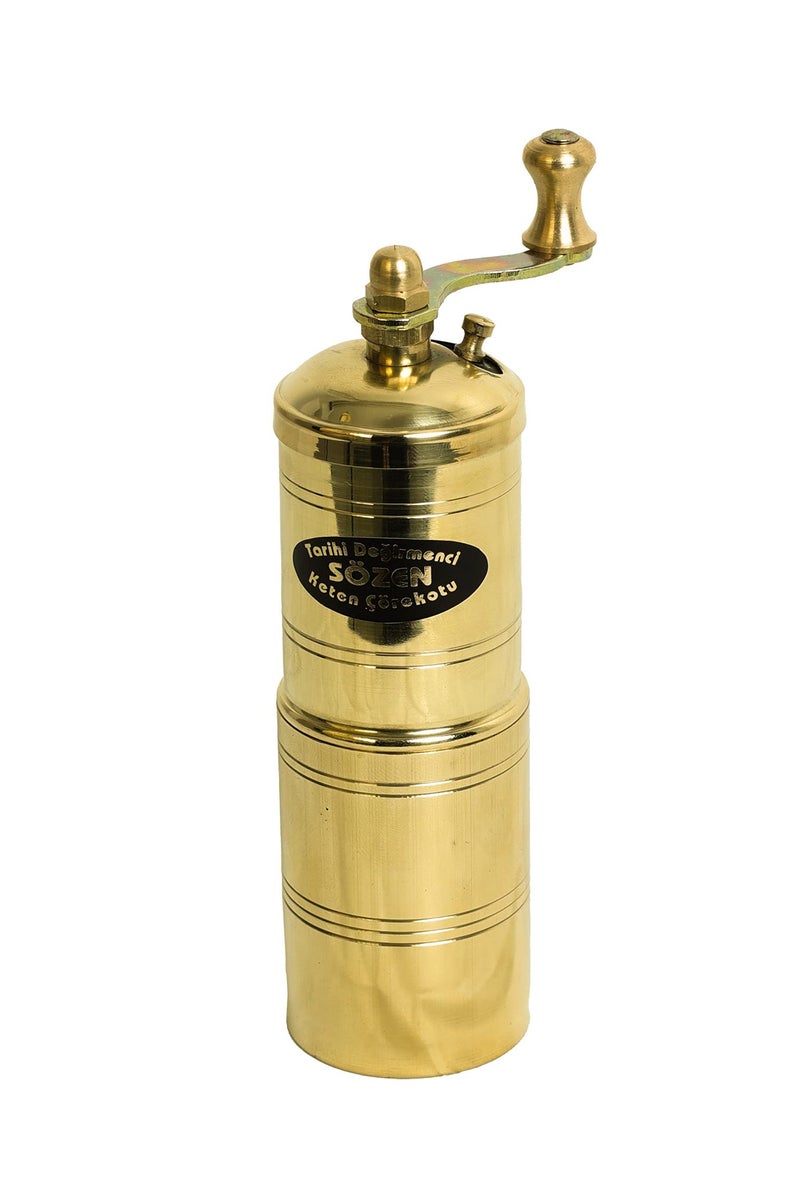 Ottoman Inspirations Handmade Sozen Black Seed Grinder Manual Brass Mill 5.91'', Portable Stainless Steel Conical Burr Black Seed Mill, Portable Hand Crank Turkish Black Seed Grinder, Sozen Black Seed Grinders - Image 1