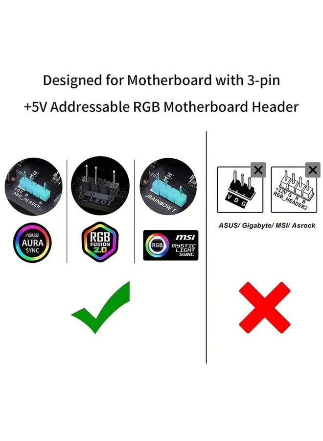 كابل مقسم 5 فولت 3 دبوس من 1 إلى 4 لشريط ARGB، مقسم على شكل Y، ممتد لموصل مروحة LED، 4 دبابيس ذكر - Image 5