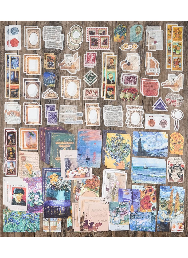 HASTHIP - HASTHIP® 200pcs Vintage Scrapbook Supplies Pack for Art Journaling Bullet Notebook DIY Album Sticker Vintage Journal Stickers Tape, Beige - Image 1