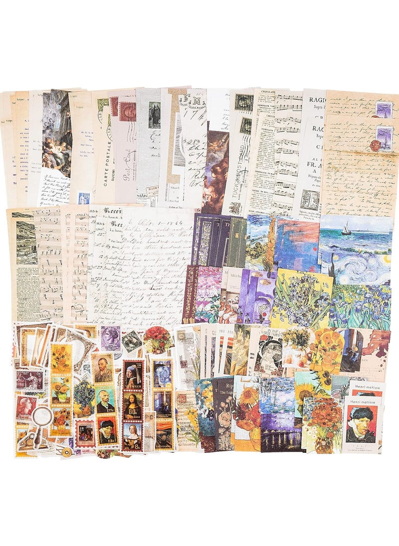 HASTHIP - HASTHIP® 200pcs Vintage Scrapbook Supplies Pack for Art Journaling Bullet Notebook DIY Album Sticker Vintage Journal Stickers Tape, Beige - Image 1