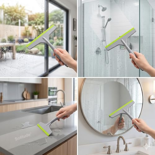 Solitude (Pack of 2) Multi-Purpose Kitchen Platform and Glass Cleaning Squeegee Wiper Windows Car Windshield Bathroom Mirrors Table Cleaner Wipers for Home, Kitchen & Office (Multicolor) - Image 5