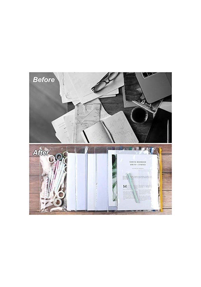 EOOUT 24pcs Plastic Zip Envelopes - A4 & Letter Size, 10 Color Variety for School, Office, and Travel - Image 4
